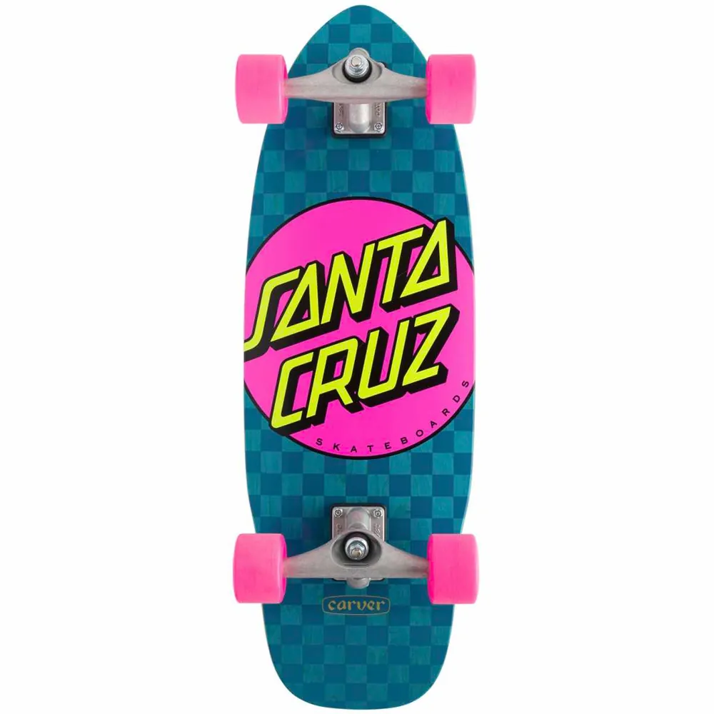 Santa Cruz x Carver Pink Dot Check Cut Back Surfskate Complete 9.75" x 29.95"