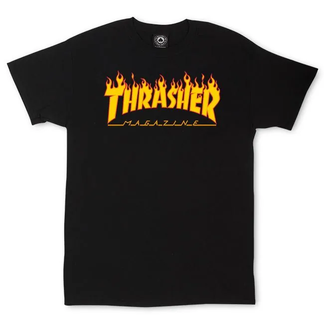 Thrasher Flame Logo Tee T-Shirt Size Small (Men's) - Black