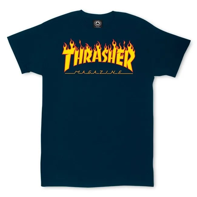 Thrasher Flame Logo Tee T-Shirts Size Large (Men's) - Navy