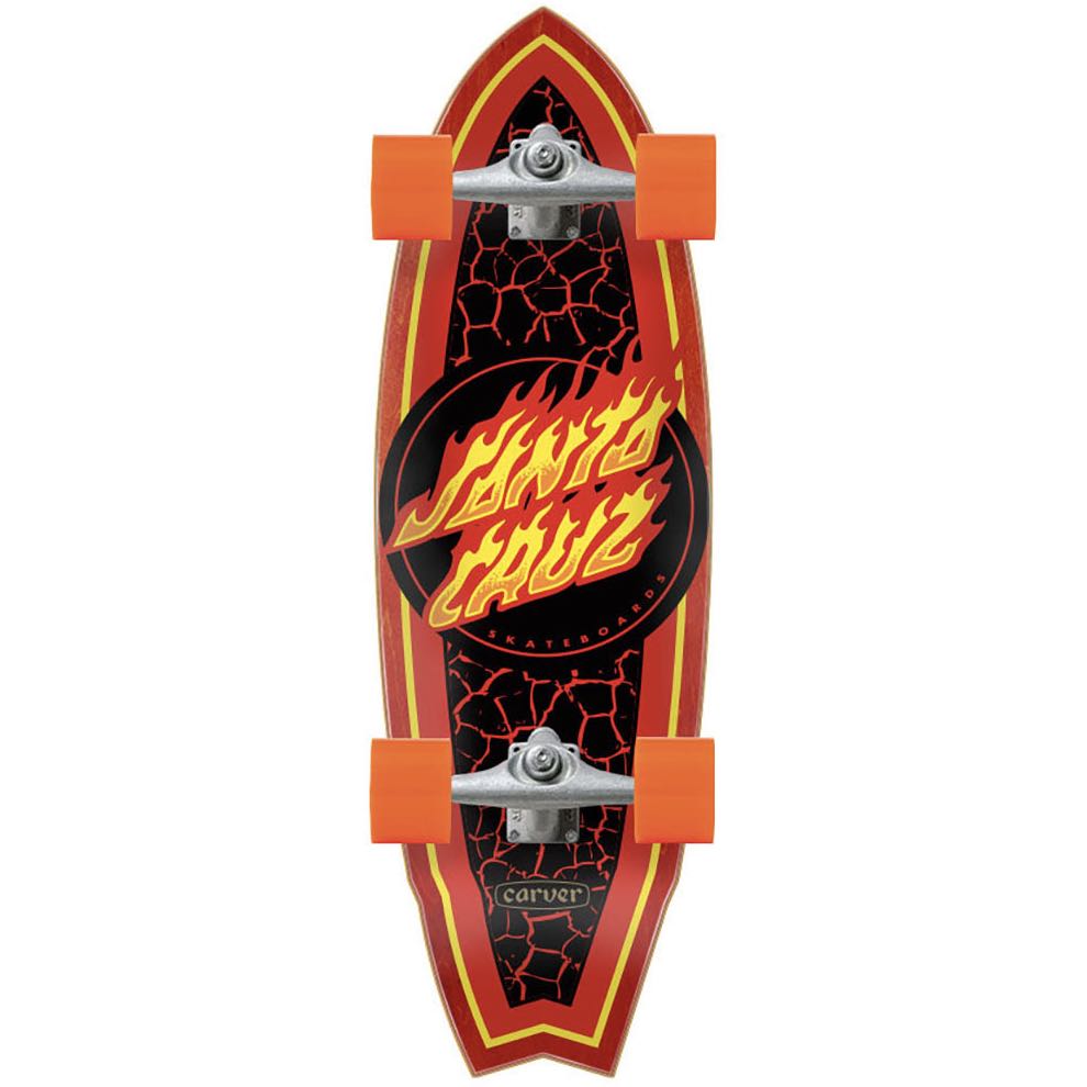 SANTA CRUZ X CARVER FLAME DOT SHARK CX TRUCK SURFSKATE COMPLETE 9.85″ X 31.52″