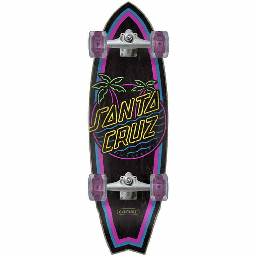 SANTA CRUZ X CARVER GLOW LED DOT SHARK CX TRUCK SURFSKATE COMPLETE 9.85″ X 31.52