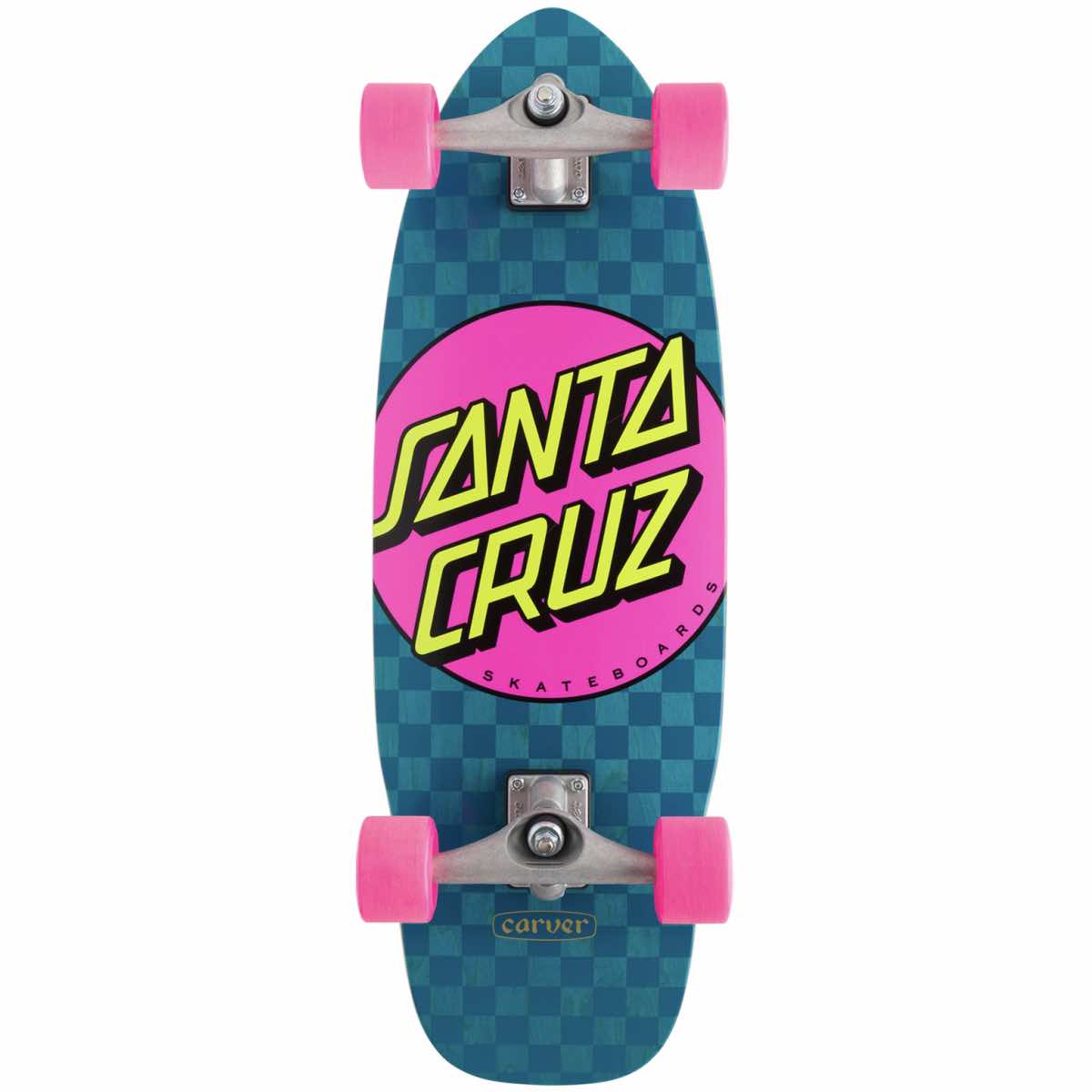SANTA CRUZ X CARVER PINK DOT CHECK CUT BACK SURFSKATE COMPLETE 9.75″ X29.95″