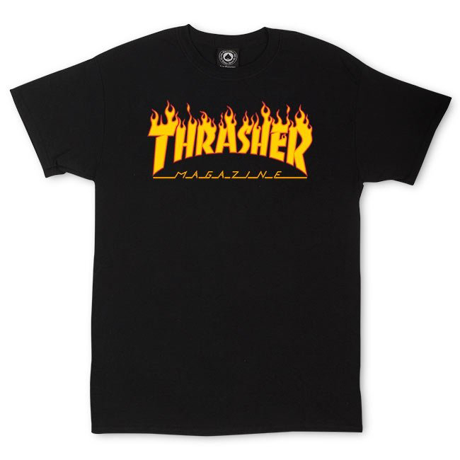 THRASHER FLAME LOGO TEE T-SHIRT SIZE SMALL (MENS)- BLACK