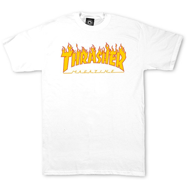 THRASHER FLAME LOGO TEE T-SHIRTS SIZE SMALL (MENS) - WHITE